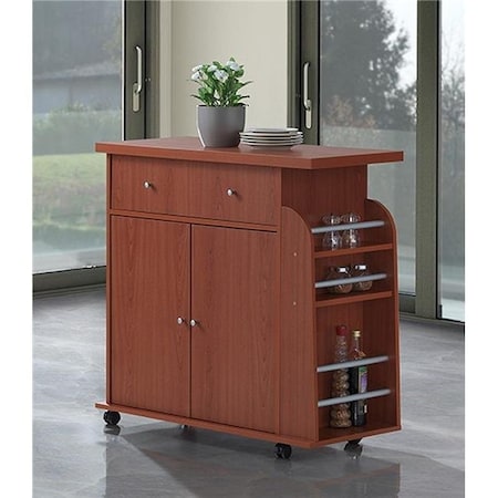 Hodedah Hodedah HIK65 CHERRY Kitchen Island Spice Rack & Towel Rack-Cherry HIK65 CHERRY